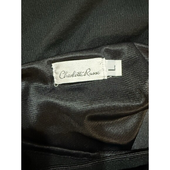 Vintage Y2K Charlotte Russe Black Cami Top Glitter Heart Lettuce Hem L Coquette - Picture 5 of 10